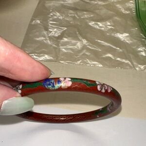 Cloisonné Floral Bangle Bracelet